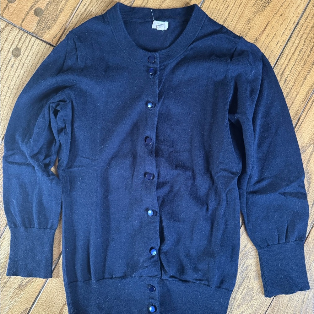 J Crew Navy Blue Women's 3/4 sleeve cotton cardigan
